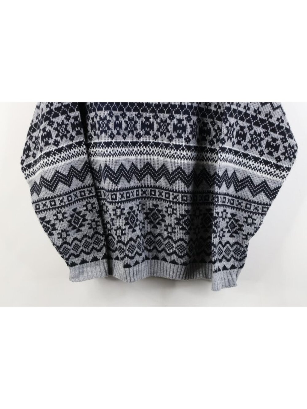Vintage 90s Streetwear Womens Large Fair Isle Knit Henley Sweater USA Acrylic - Picture 3 of 11